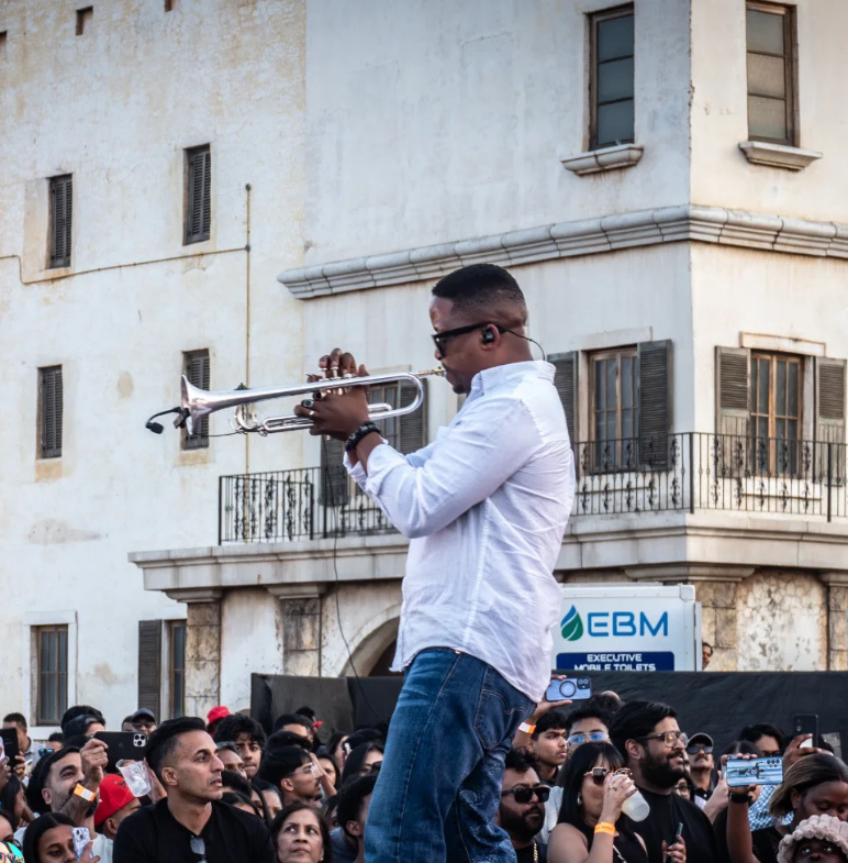 Live trumpet performance at Welcome to Bollywood 2025